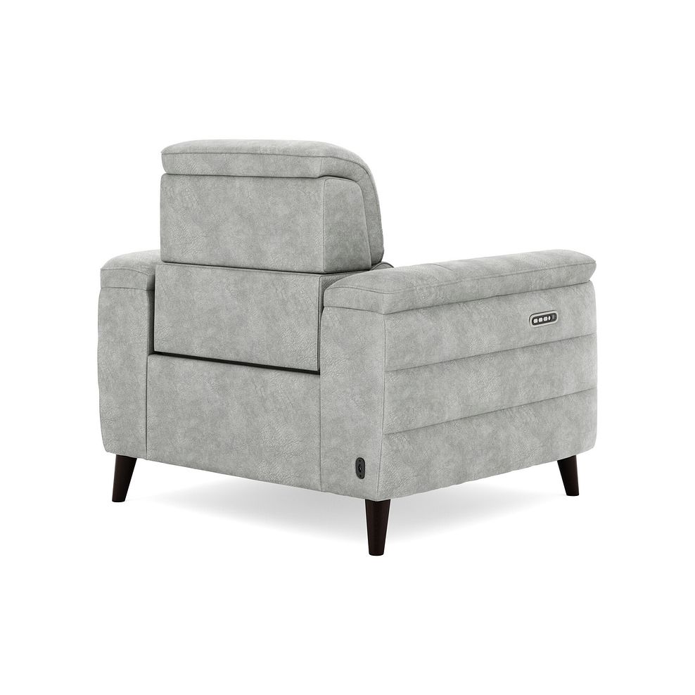Cassius Power Recliner Armchair with Adjustable Power Headrest and Speakers in Marble Silver Fabric 5
