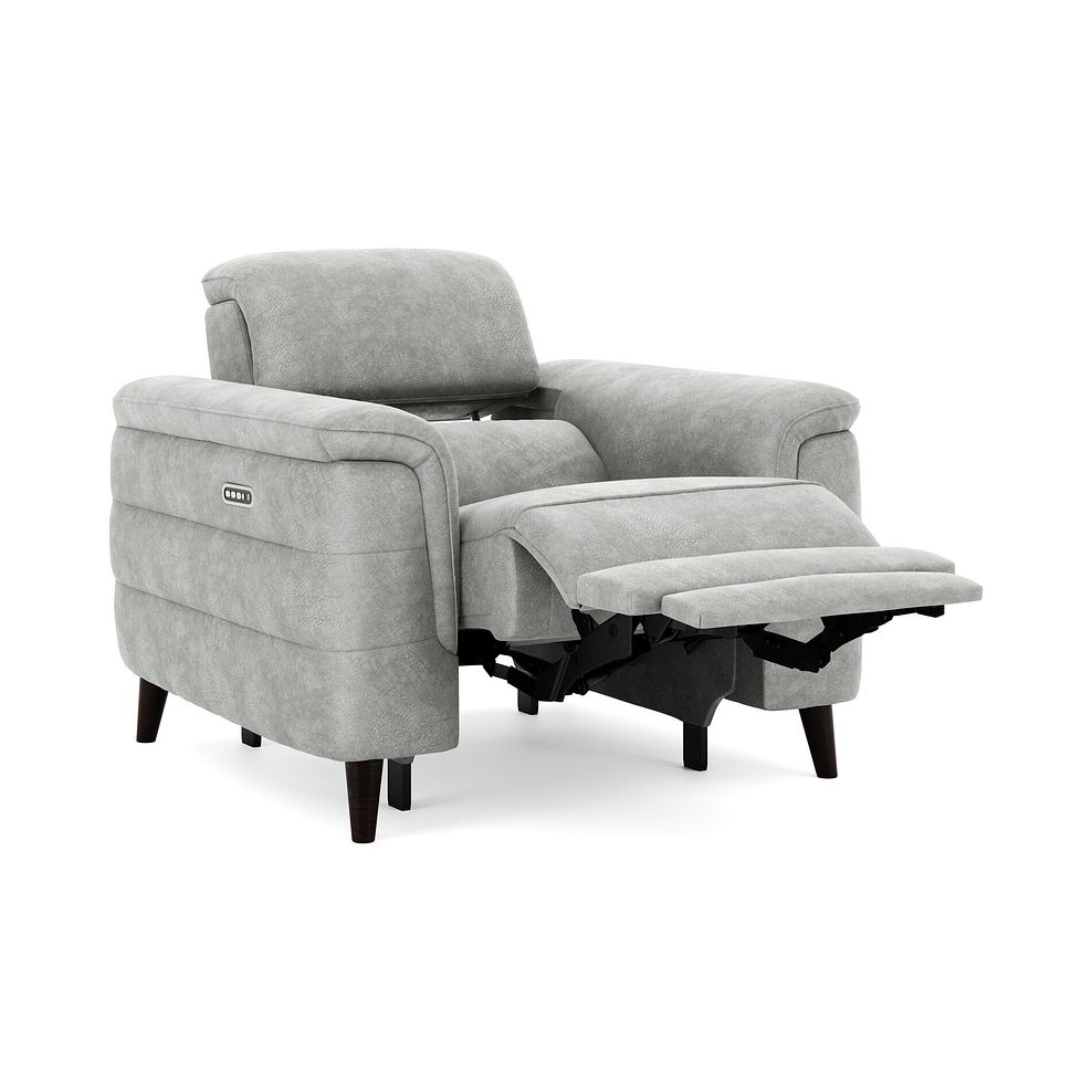 Cassius Power Recliner Armchair with Adjustable Power Headrest and Speakers in Marble Silver Fabric 2
