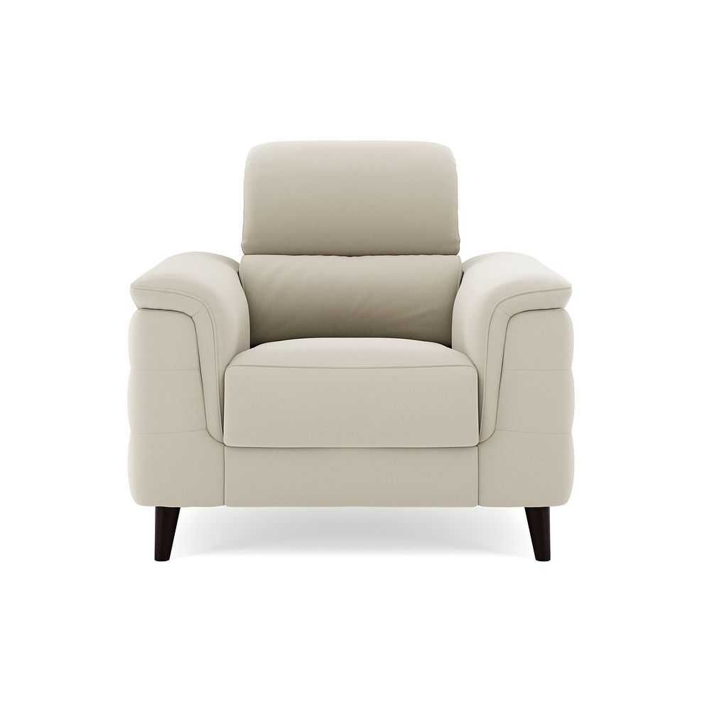 Cassius Power Recliner Armchair with Adjustable Power Headrest in Bella Barley White Fabric 3