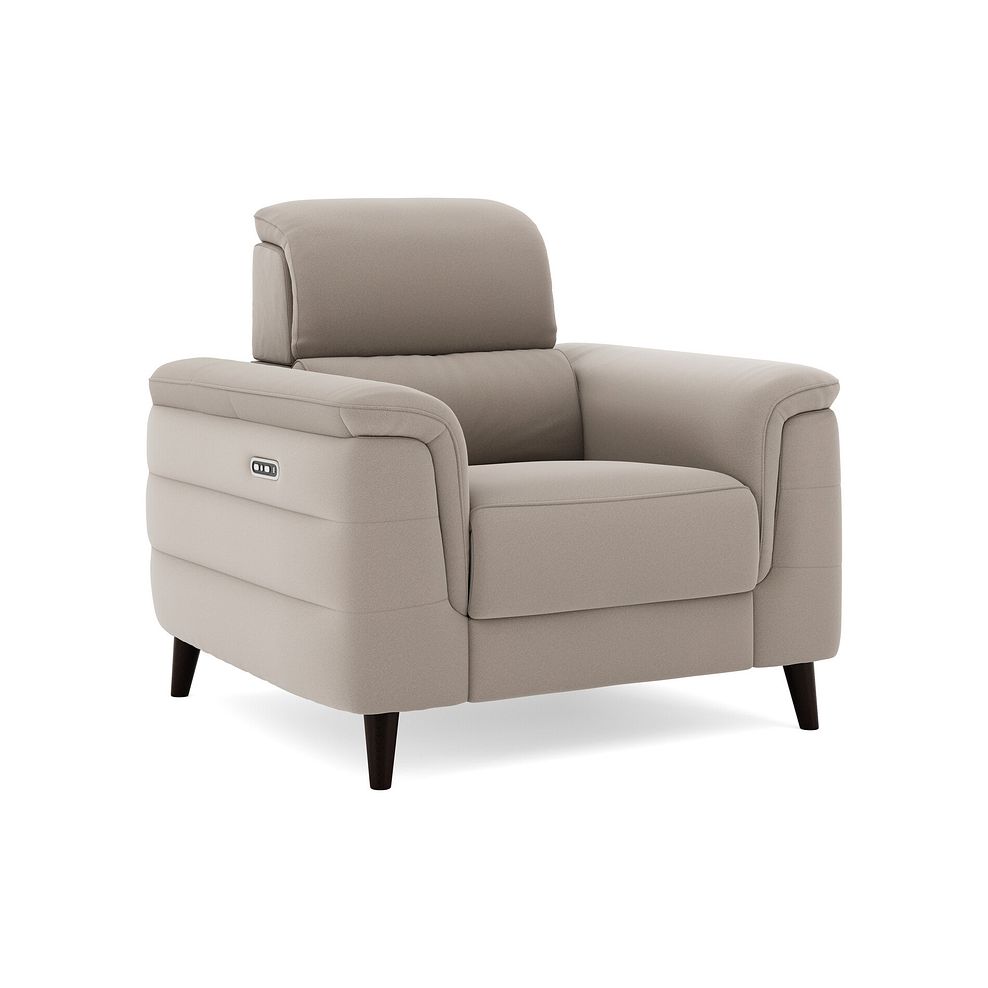 Cassius Power Recliner Armchair with Adjustable Power Headrest in Bella Latte Fabric 1