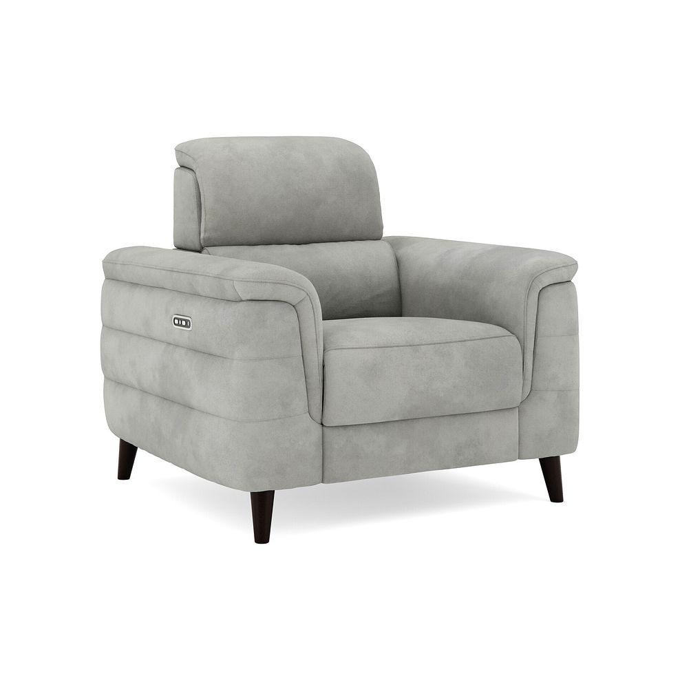 Cassius Power Recliner Armchair with Adjustable Power Headrest in Dexter Stone Fabric 1