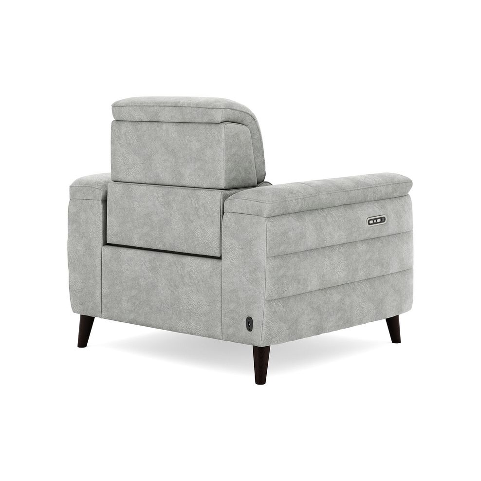 Cassius Power Recliner Armchair with Adjustable Power Headrest in Marble Silver Fabric 6