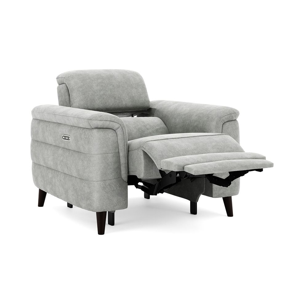 Cassius Power Recliner Armchair with Adjustable Power Headrest in Marble Silver Fabric 2