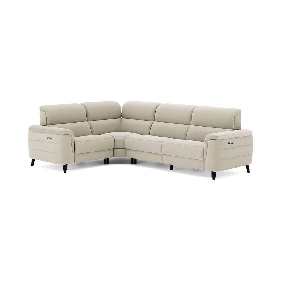 Cassius Right hand Corner Electric Recliner Sofa in Bella Barley White Fabric 2