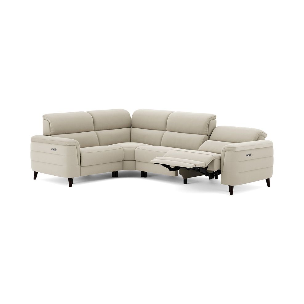 Cassius Right hand Corner Electric Recliner Sofa in Bella Barley White Fabric 3
