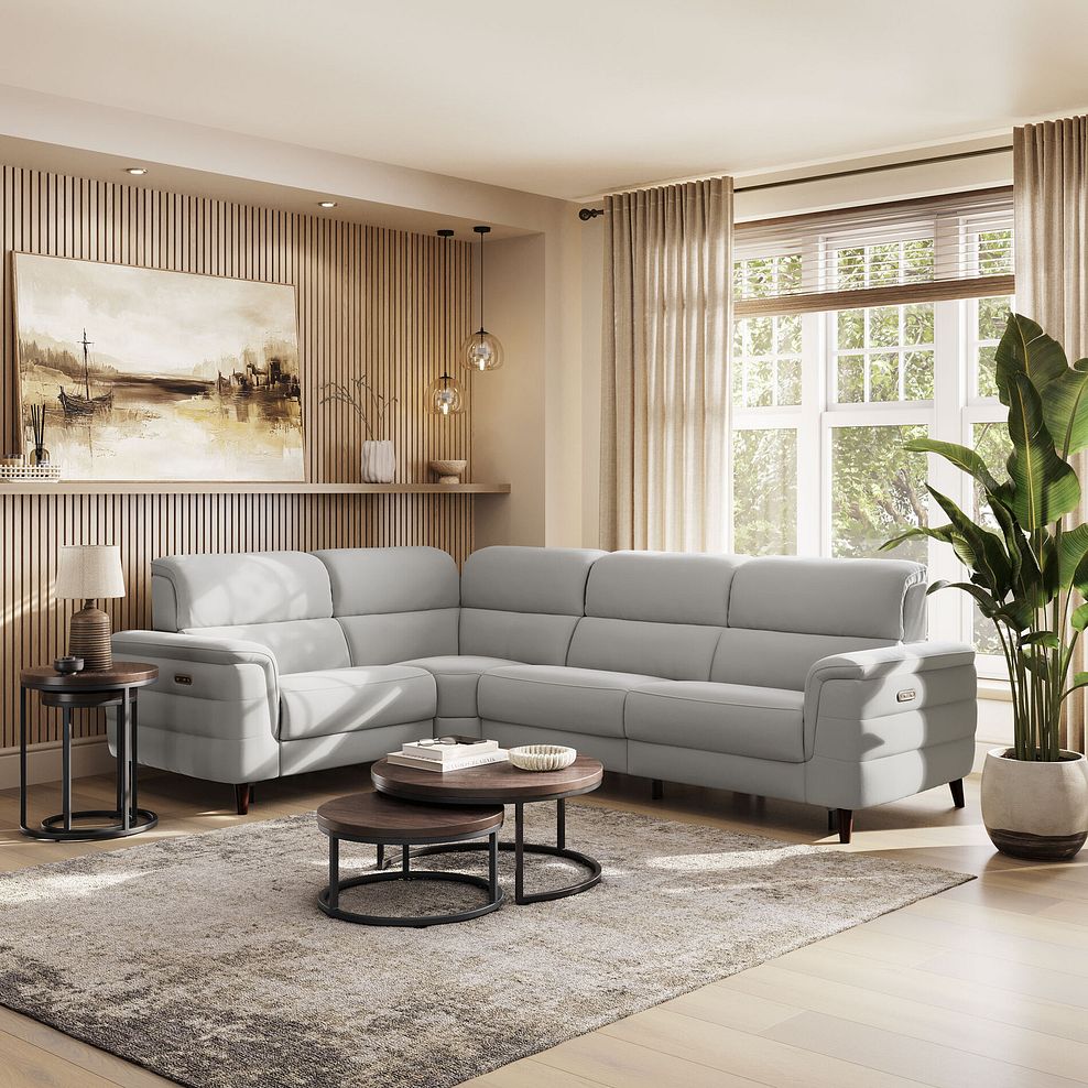 Cassius Right hand Corner Electric Recliner Sofa in Bella Lead Grey Fabric 1