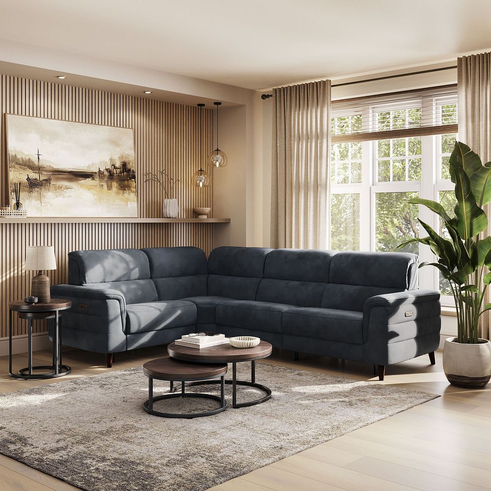 Cassius Right hand Corner Electric Recliner Sofa in Dexter Shadow Fabric 1