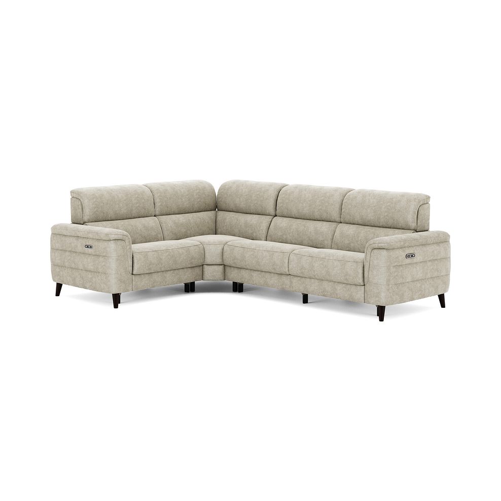 Cassius Right hand Corner Electric Recliner Sofa in Marble Cream Fabric 2