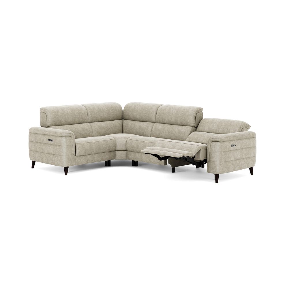Cassius Right hand Corner Electric Recliner Sofa in Marble Cream Fabric 3