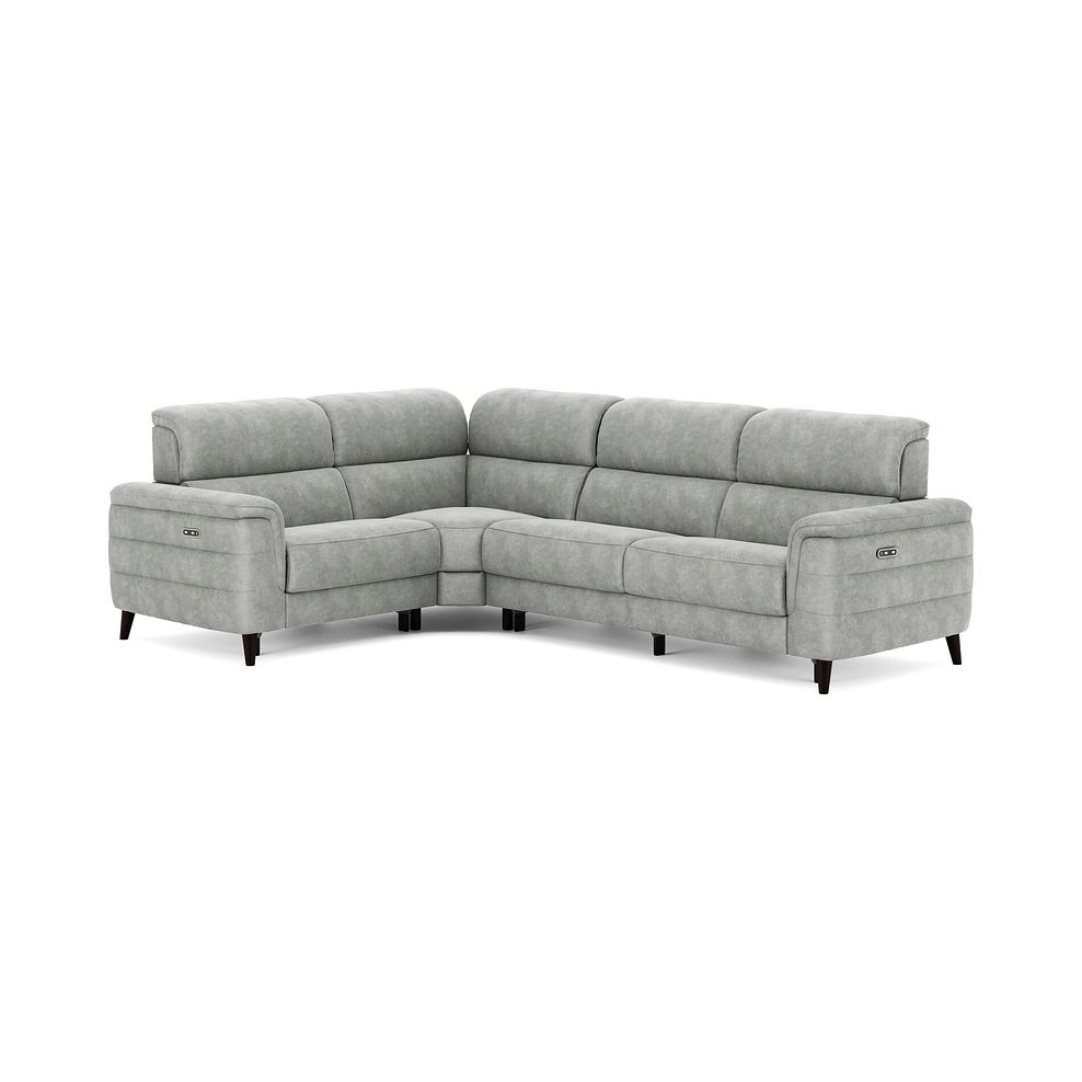 Cassius Right hand Corner Electric Recliner Sofa in Marble Silver Fabric 2