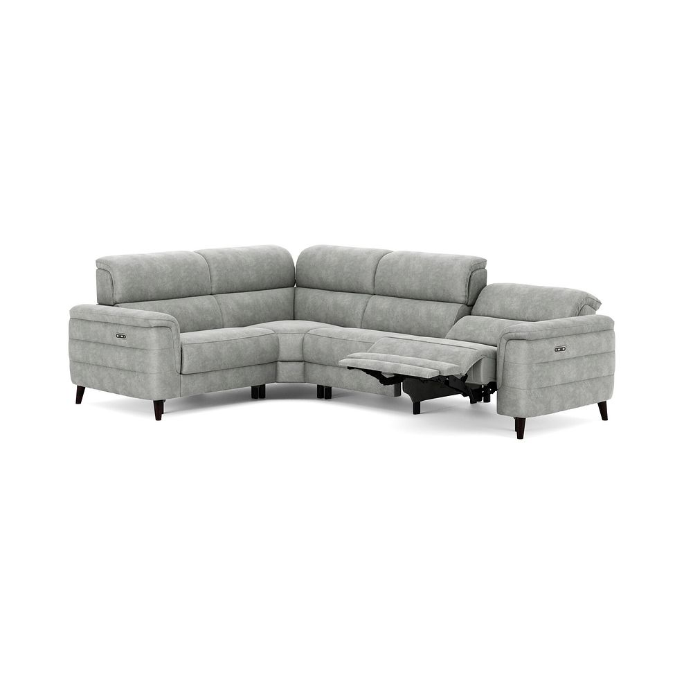 Cassius Right hand Corner Electric Recliner Sofa in Marble Silver Fabric 3