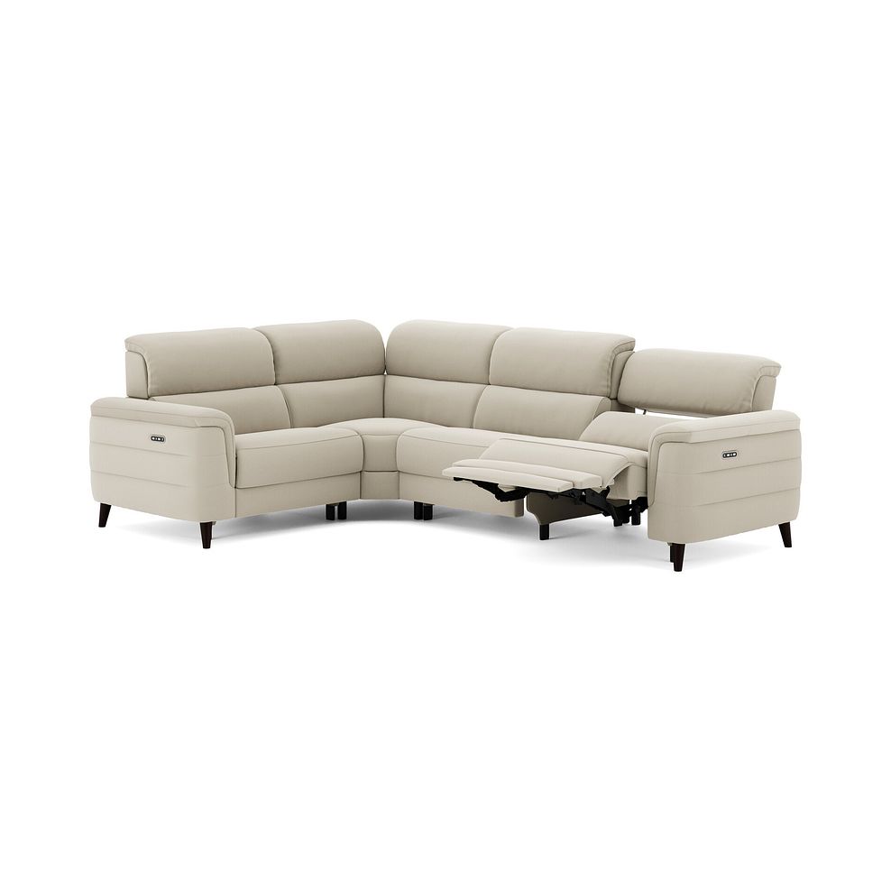 Cassius Right hand Corner Electric Recliner Sofa with Adjustable Power Headrests in Bella Barley White Fabric 3