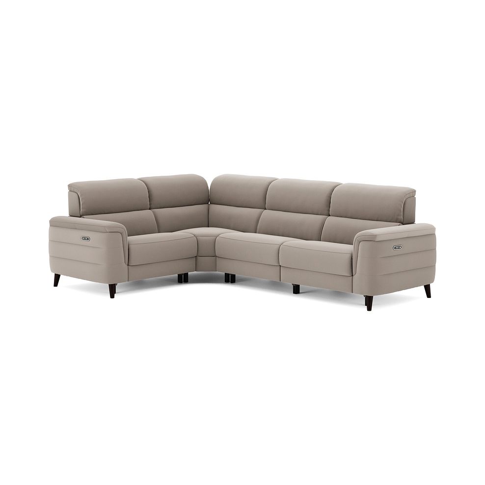 Cassius Right hand Corner Electric Recliner Sofa with Adjustable Power Headrests in Bella Latte Fabric 2