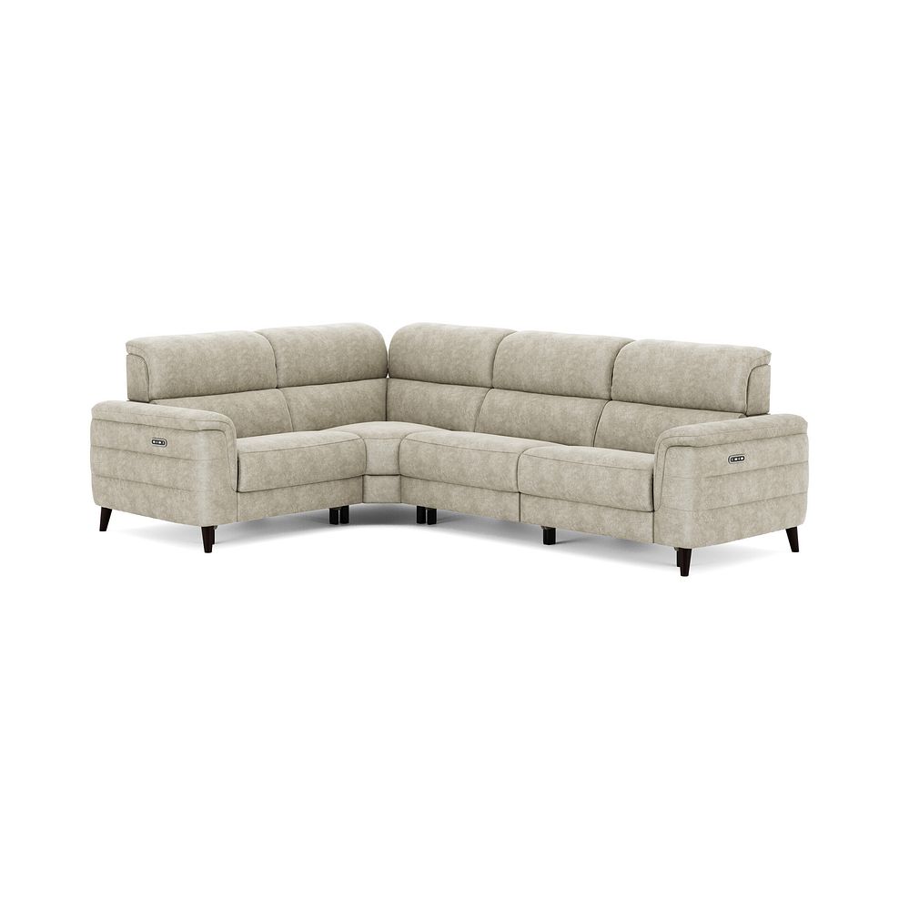 Cassius Right hand Corner Electric Recliner Sofa with Adjustable Power Headrests in Marble Cream Fabric 2