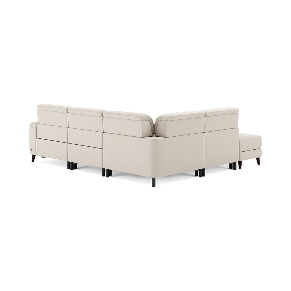 Cassius Right hand Corner Electric Recliner Sofa with Storage Chaise and Power Headrests in Bella Barley White Fabric 4