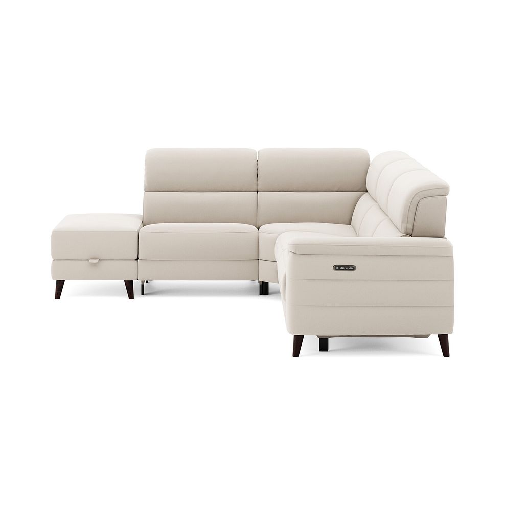 Cassius Right hand Corner Electric Recliner Sofa with Storage Chaise and Power Headrests in Bella Barley White Fabric 3