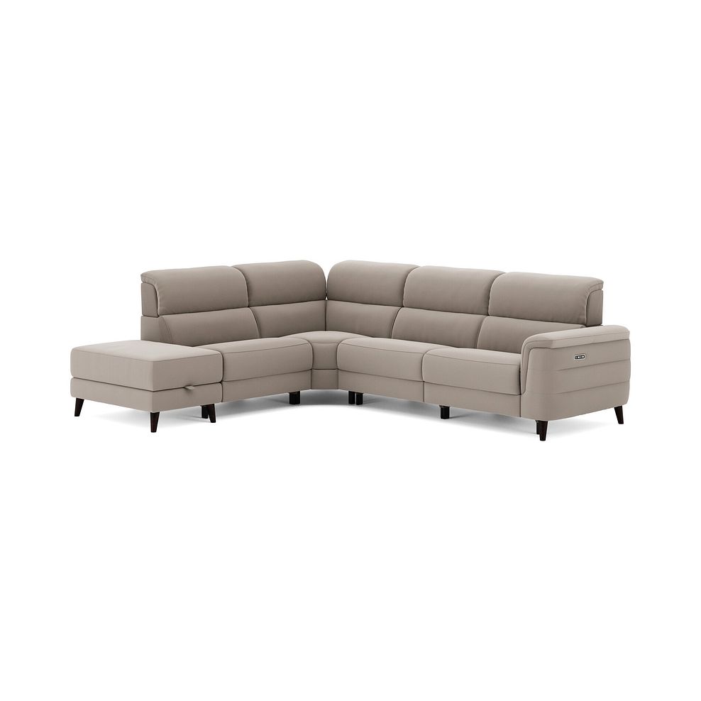 Cassius Right hand Corner Electric Recliner Sofa with Storage Chaise and Power Headrests in Bella Latte Fabric 2