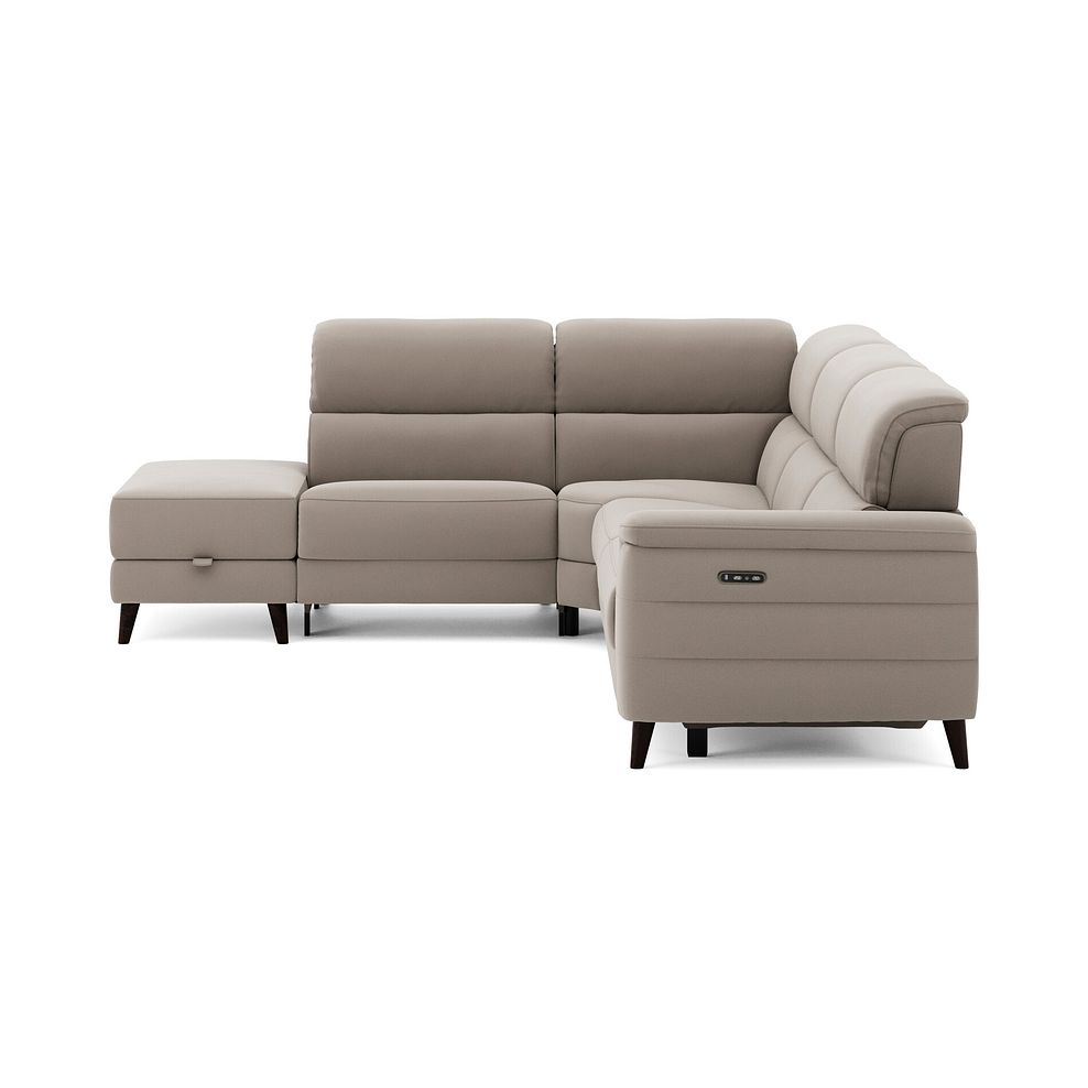 Cassius Right hand Corner Electric Recliner Sofa with Storage Chaise and Power Headrests in Bella Latte Fabric 4