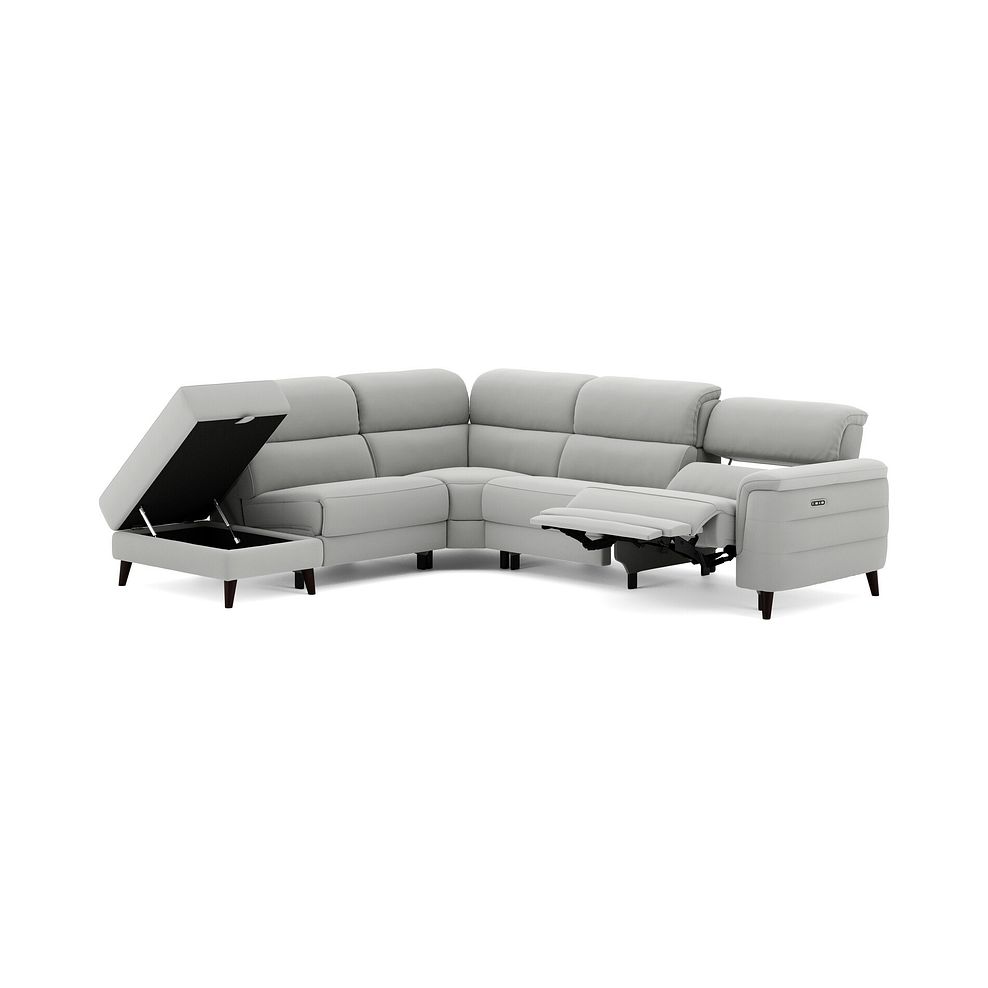 Cassius Right hand Corner Electric Recliner Sofa with Storage Chaise and Power Headrests in Bella Lead Grey Fabric 3