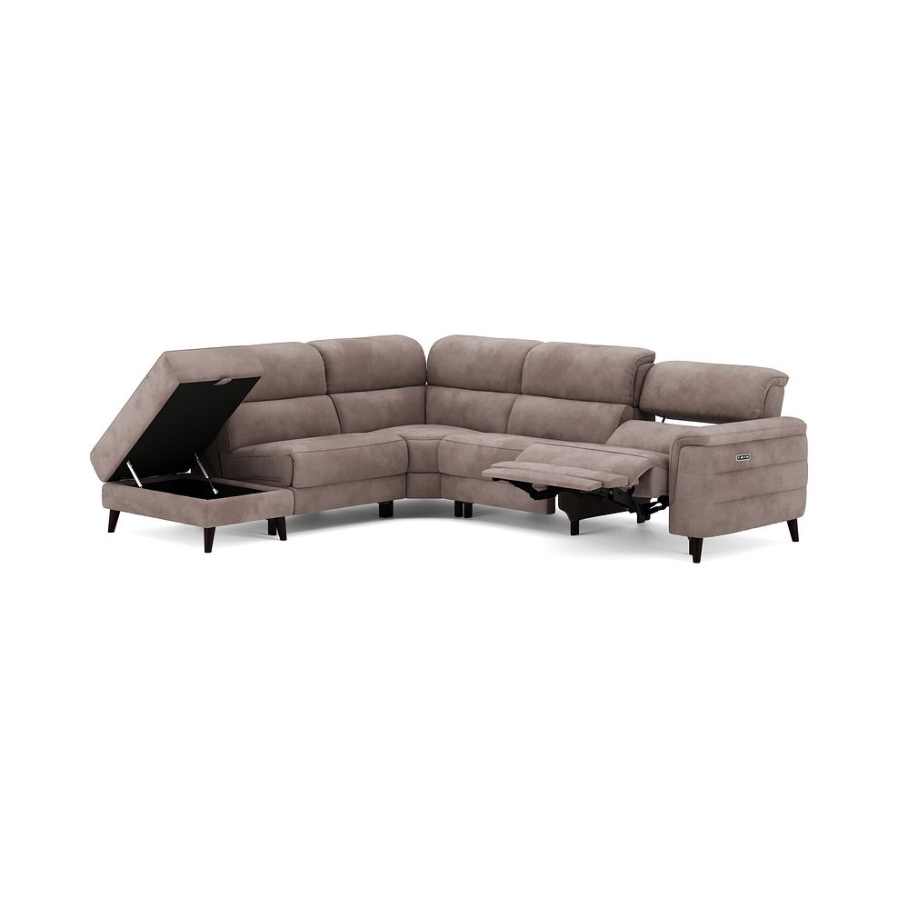 Cassius Right hand Corner Electric Recliner Sofa with Storage Chaise and Power Headrests in Dexter Nutmeg Fabric 3