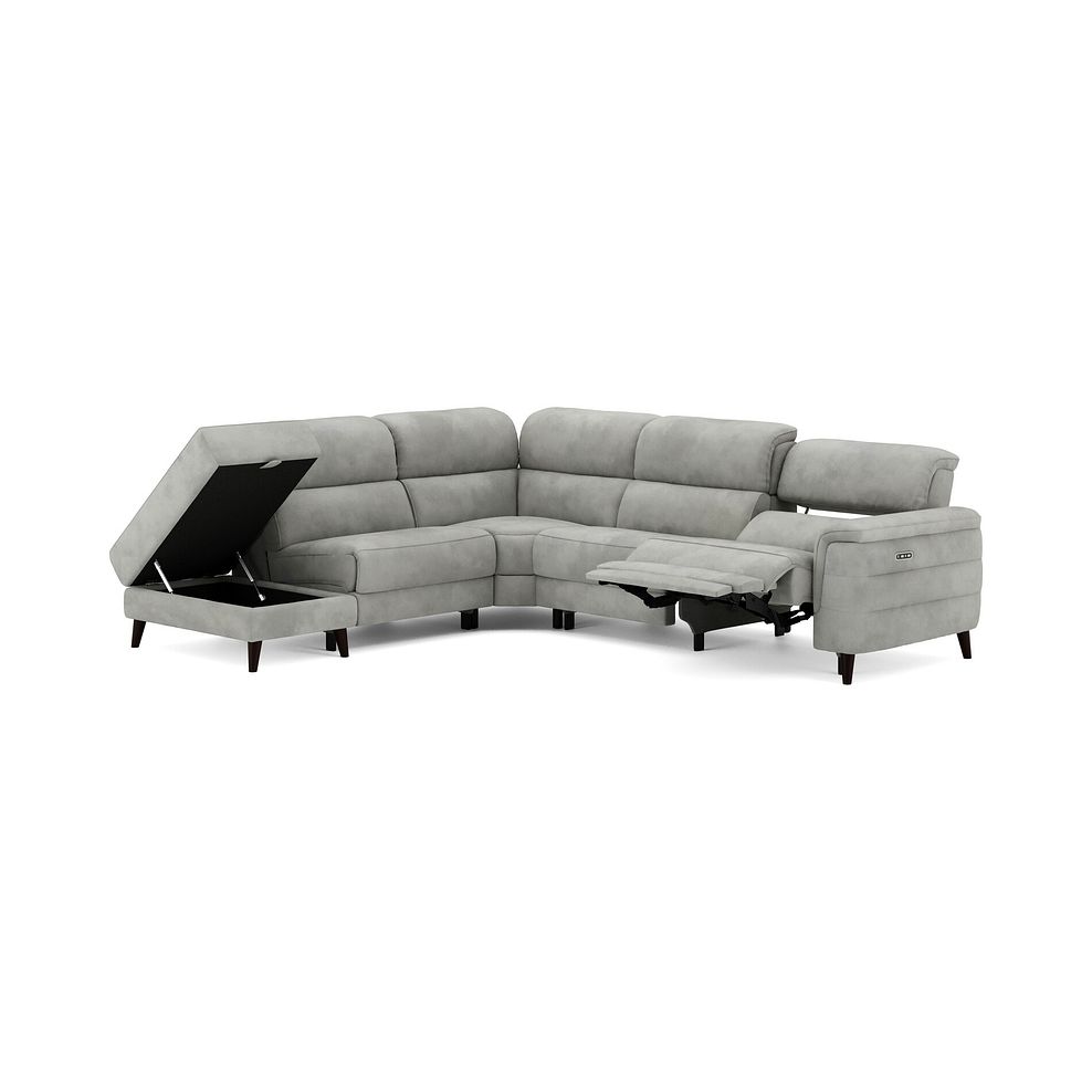 Cassius Right hand Corner Electric Recliner Sofa with Storage Chaise and Power Headrests in Dexter Stone Fabric 2