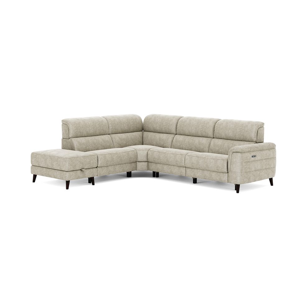 Cassius Right hand Corner Electric Recliner Sofa with Storage Chaise and Power Headrests in Marble Cream Fabric 2