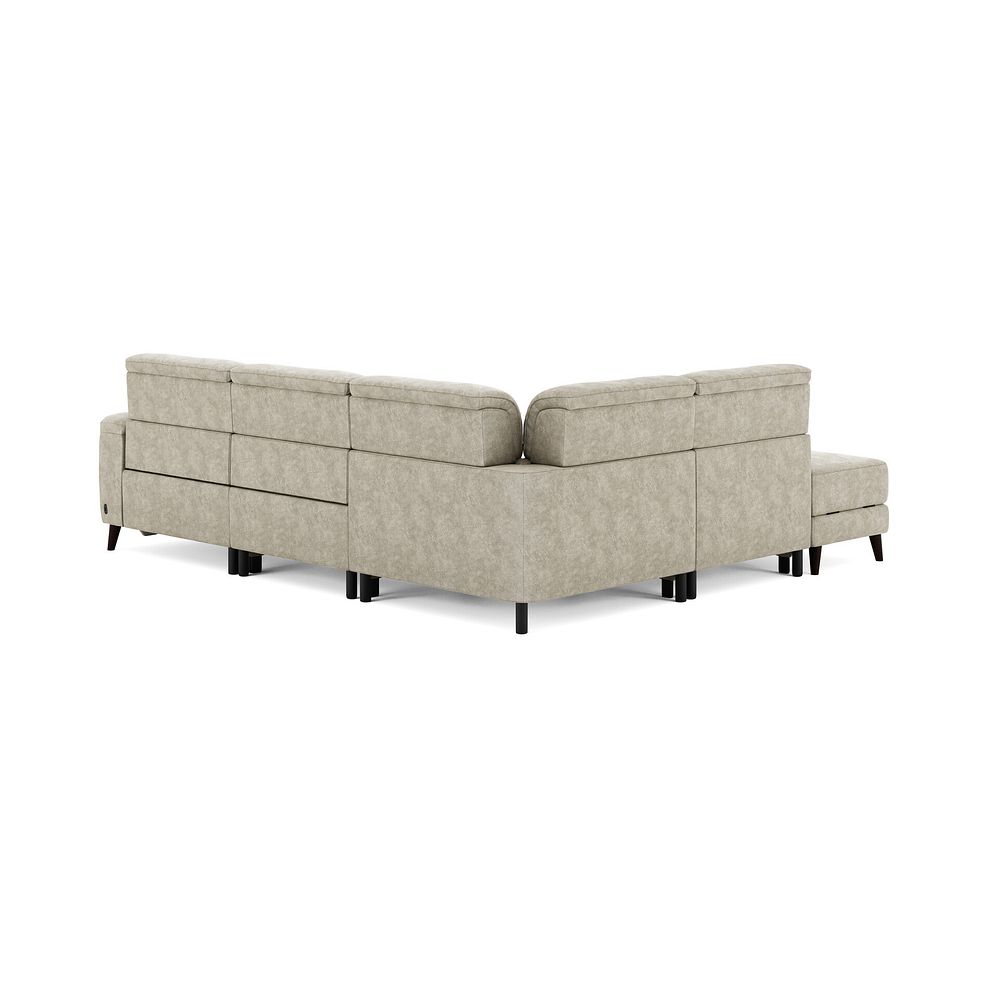 Cassius Right hand Corner Electric Recliner Sofa with Storage Chaise and Power Headrests in Marble Cream Fabric 5