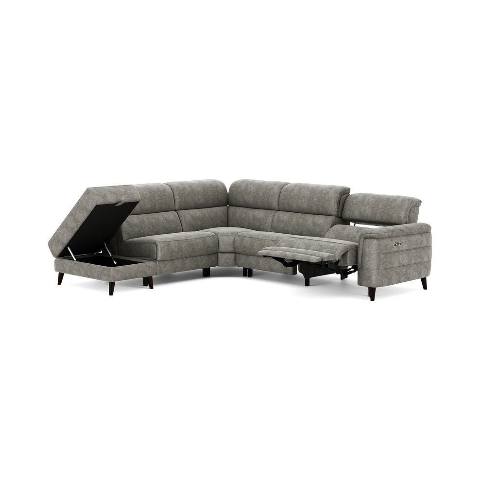 Cassius Right hand Corner Electric Recliner Sofa with Storage Chaise and Power Headrests in Marble Mink Fabric 3