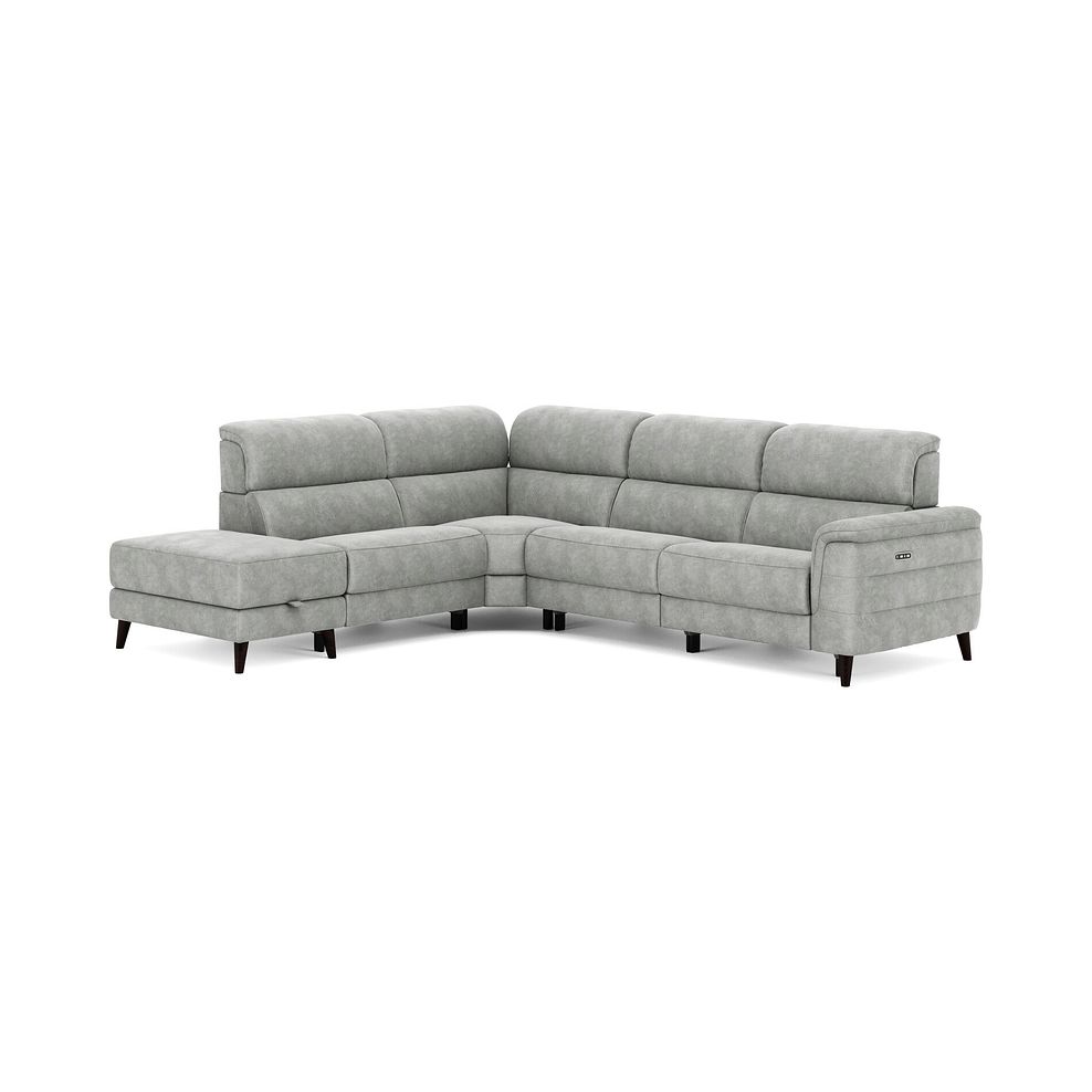 Cassius Right hand Corner Electric Recliner Sofa with Storage Chaise and Power Headrests in Marble Silver Fabric 2
