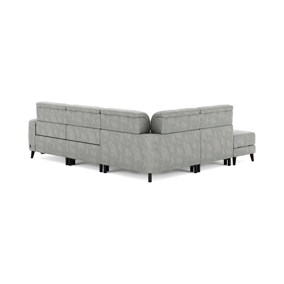 Cassius Right hand Corner Electric Recliner Sofa with Storage Chaise and Power Headrests in Marble Silver Fabric 5