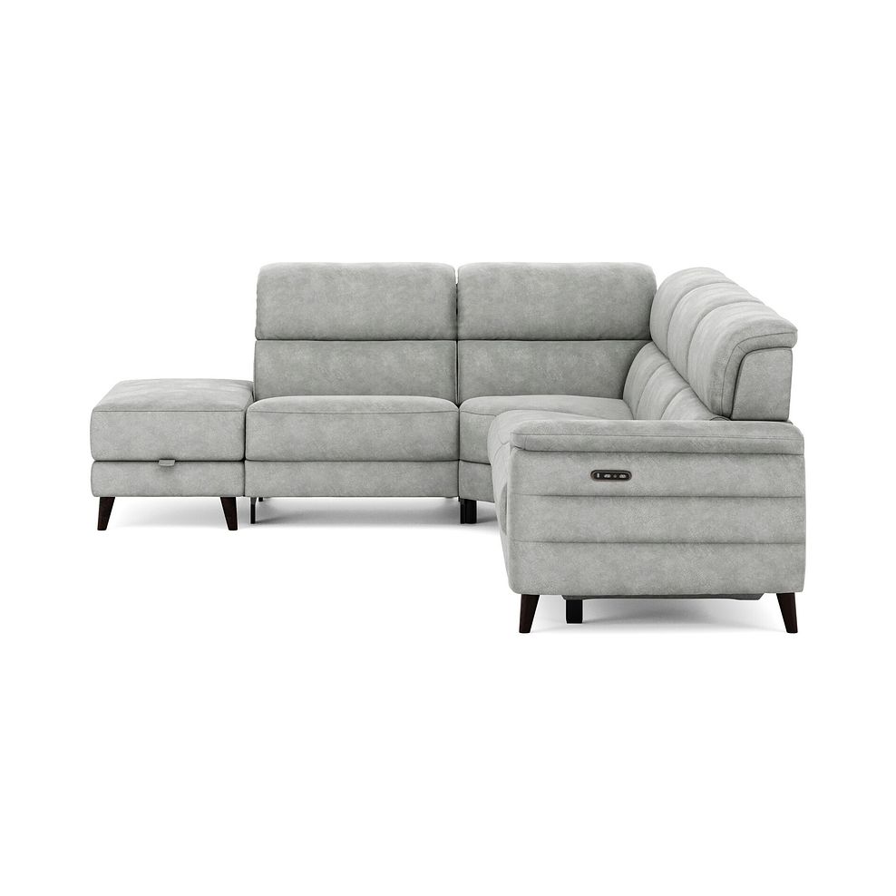 Cassius Right hand Corner Electric Recliner Sofa with Storage Chaise and Power Headrests in Marble Silver Fabric 4