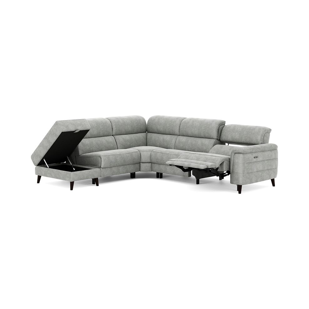 Cassius Right hand Corner Electric Recliner Sofa with Storage Chaise and Power Headrests in Marble Silver Fabric 3