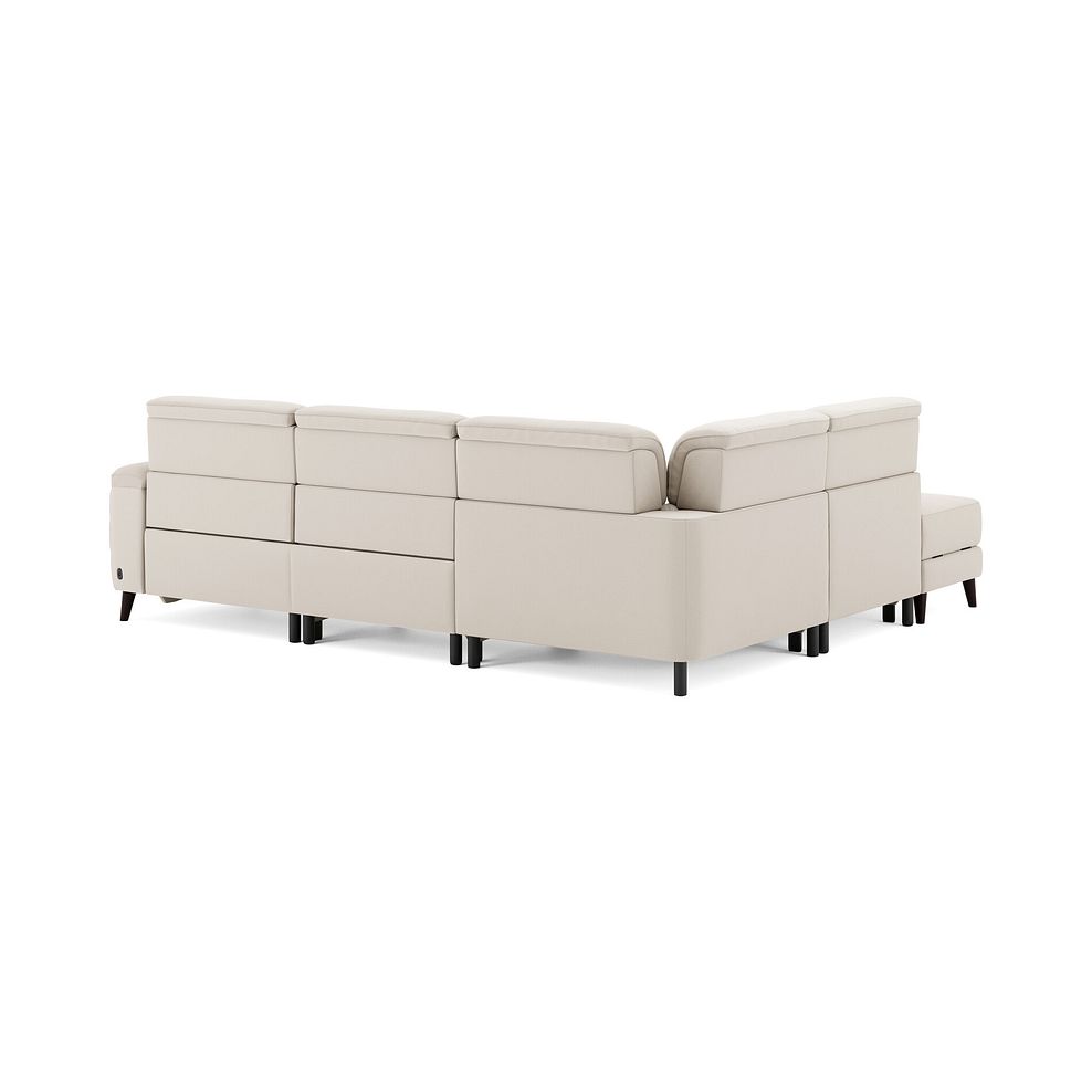 Cassius Right hand Corner Electric Recliner Sofa with Storage Chaise in Bella Barley White Fabric 6