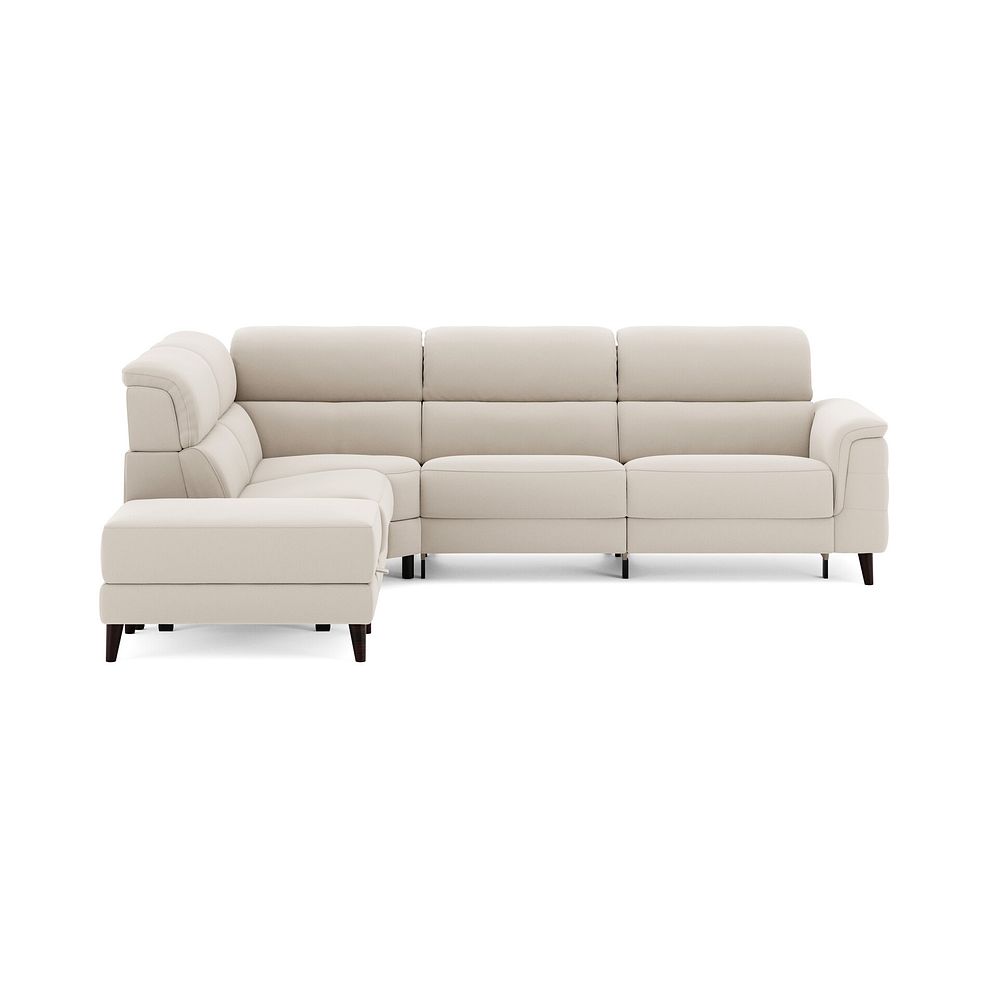 Cassius Right hand Corner Electric Recliner Sofa with Storage Chaise in Bella Barley White Fabric 4