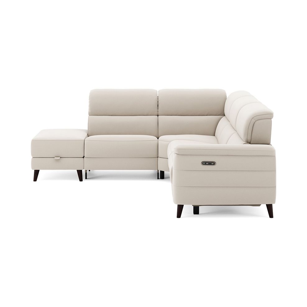Cassius Right hand Corner Electric Recliner Sofa with Storage Chaise in Bella Barley White Fabric 5