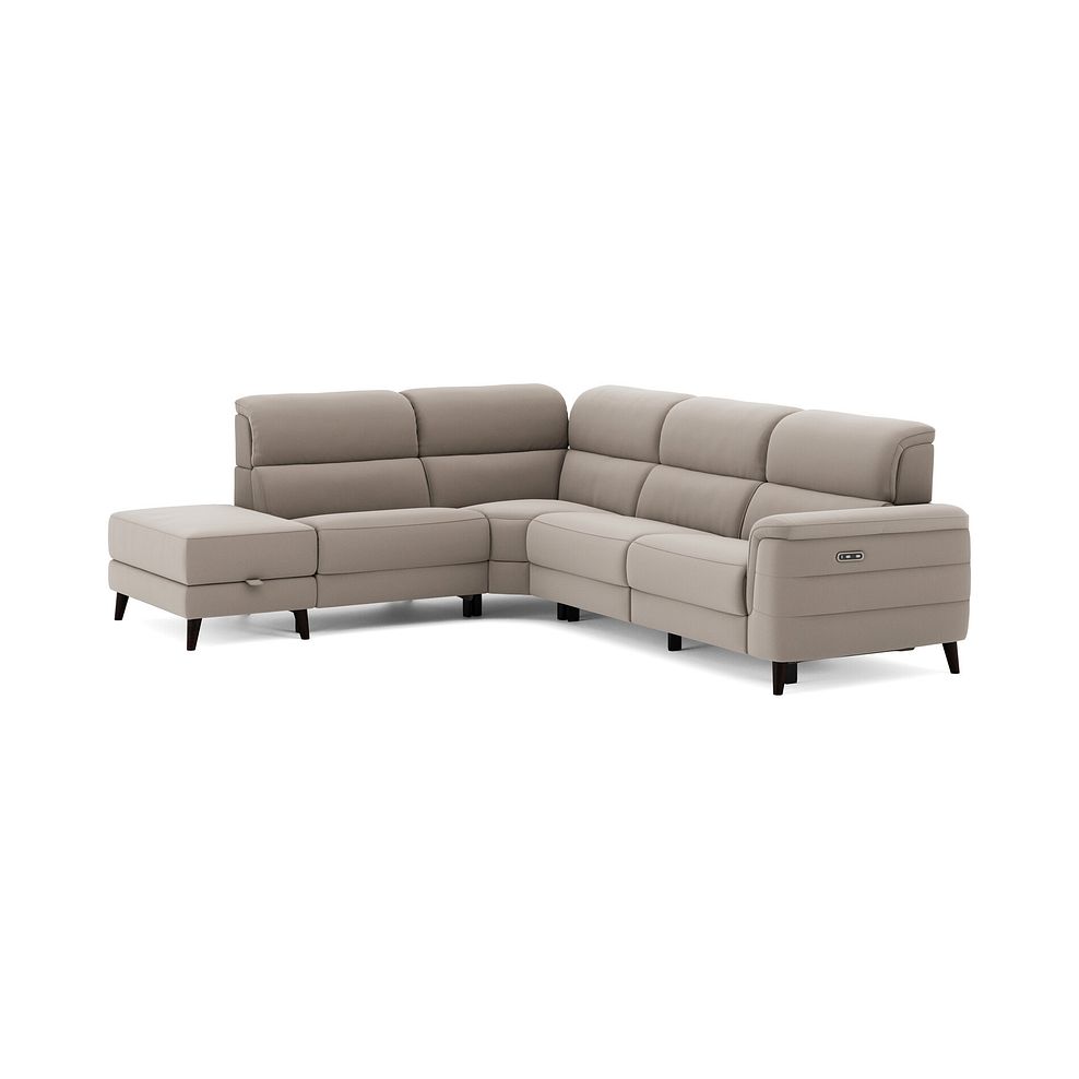 Cassius Right hand Corner Electric Recliner Sofa with Storage Chaise in Bella Latte Fabric 2