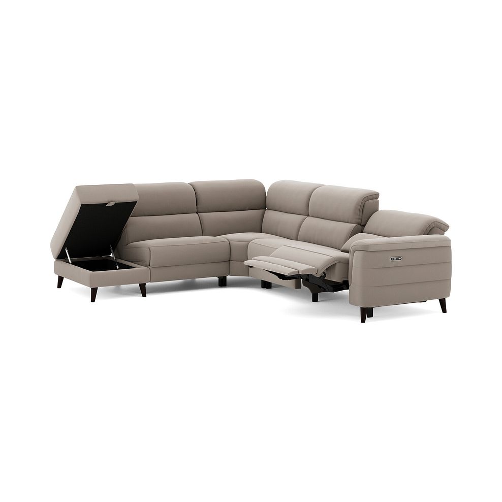 Cassius Right hand Corner Electric Recliner Sofa with Storage Chaise in Bella Latte Fabric 3