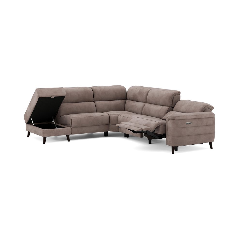 Cassius Right hand Corner Electric Recliner Sofa with Storage Chaise in Dexter Nutmeg Fabric 3