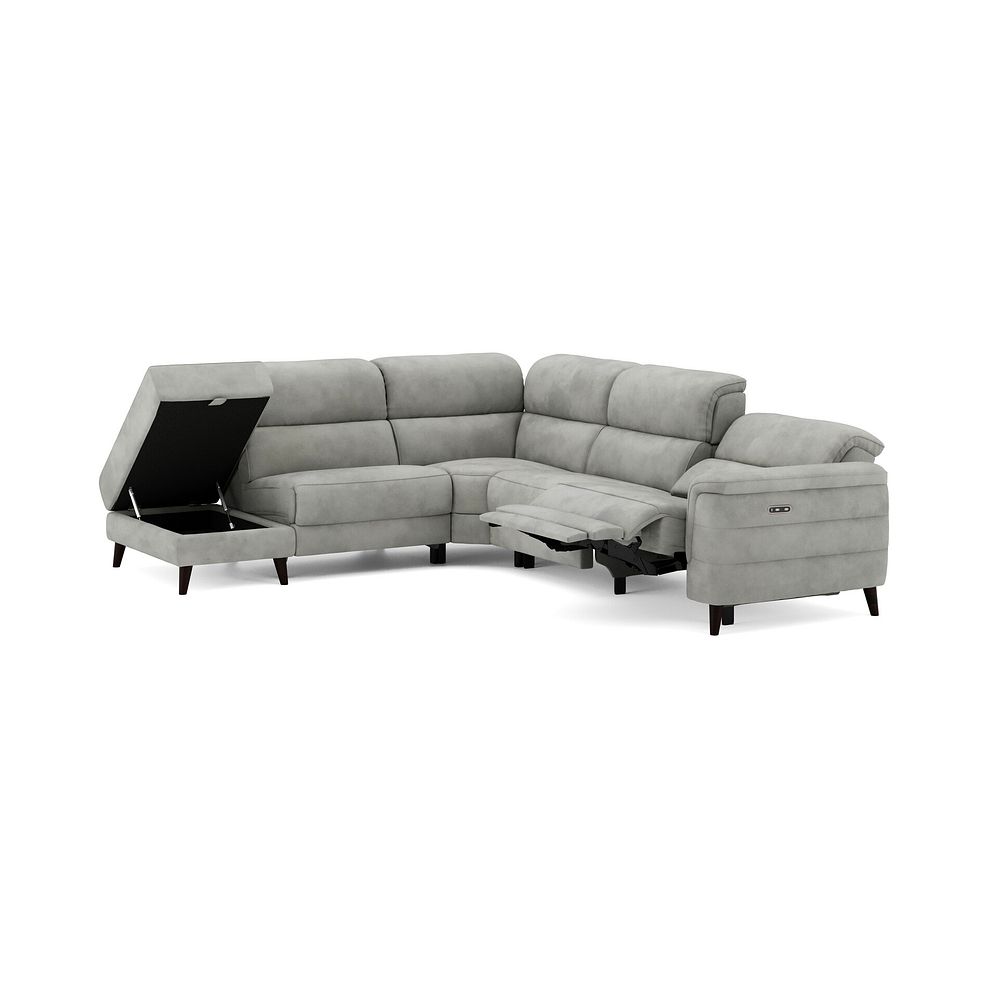 Cassius Right hand Corner Electric Recliner Sofa with Storage Chaise in Dexter Stone Fabric 3