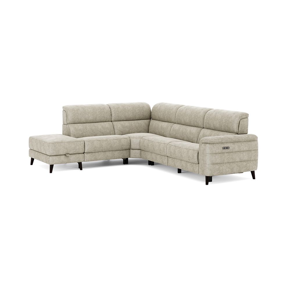 Cassius Right hand Corner Electric Recliner Sofa with Storage Chaise in Marble Cream Fabric 2
