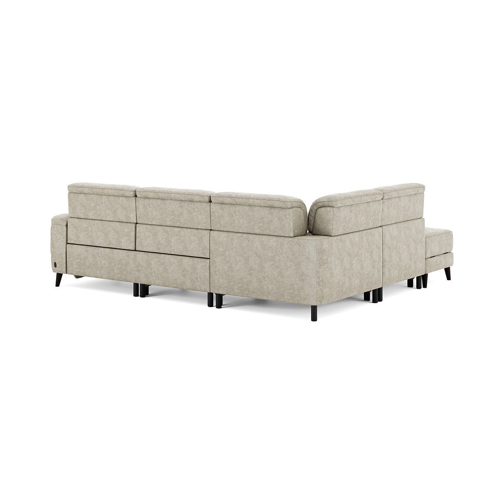 Cassius Right hand Corner Electric Recliner Sofa with Storage Chaise in Marble Cream Fabric 6