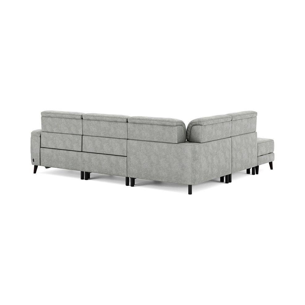 Cassius Right hand Corner Electric Recliner Sofa with Storage Chaise in Marble Silver Fabric 6