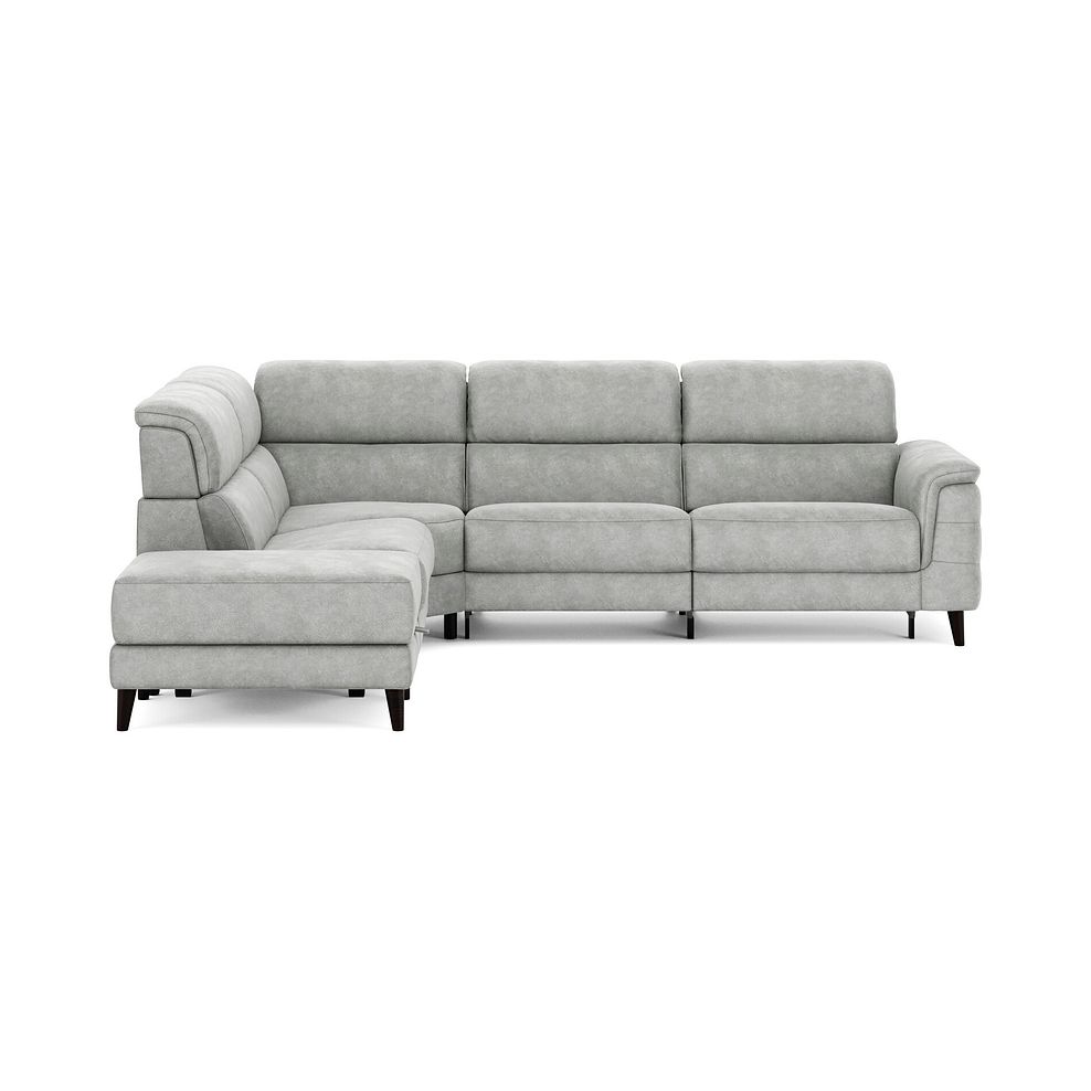 Cassius Right hand Corner Electric Recliner Sofa with Storage Chaise in Marble Silver Fabric 4