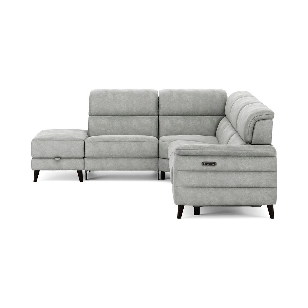Cassius Right hand Corner Electric Recliner Sofa with Storage Chaise in Marble Silver Fabric 5