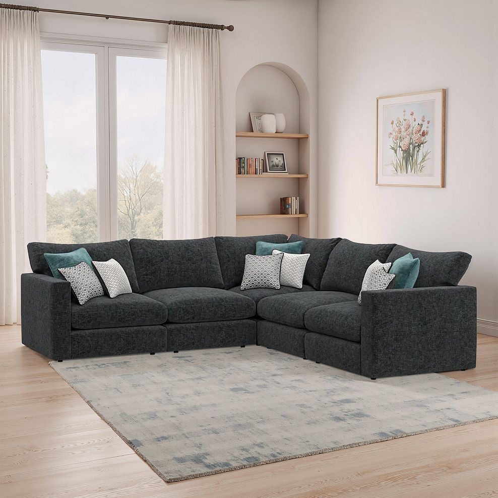 Malvern 5 Seat Modular Corner Sofa in Charcoal fabric - Group 3  1