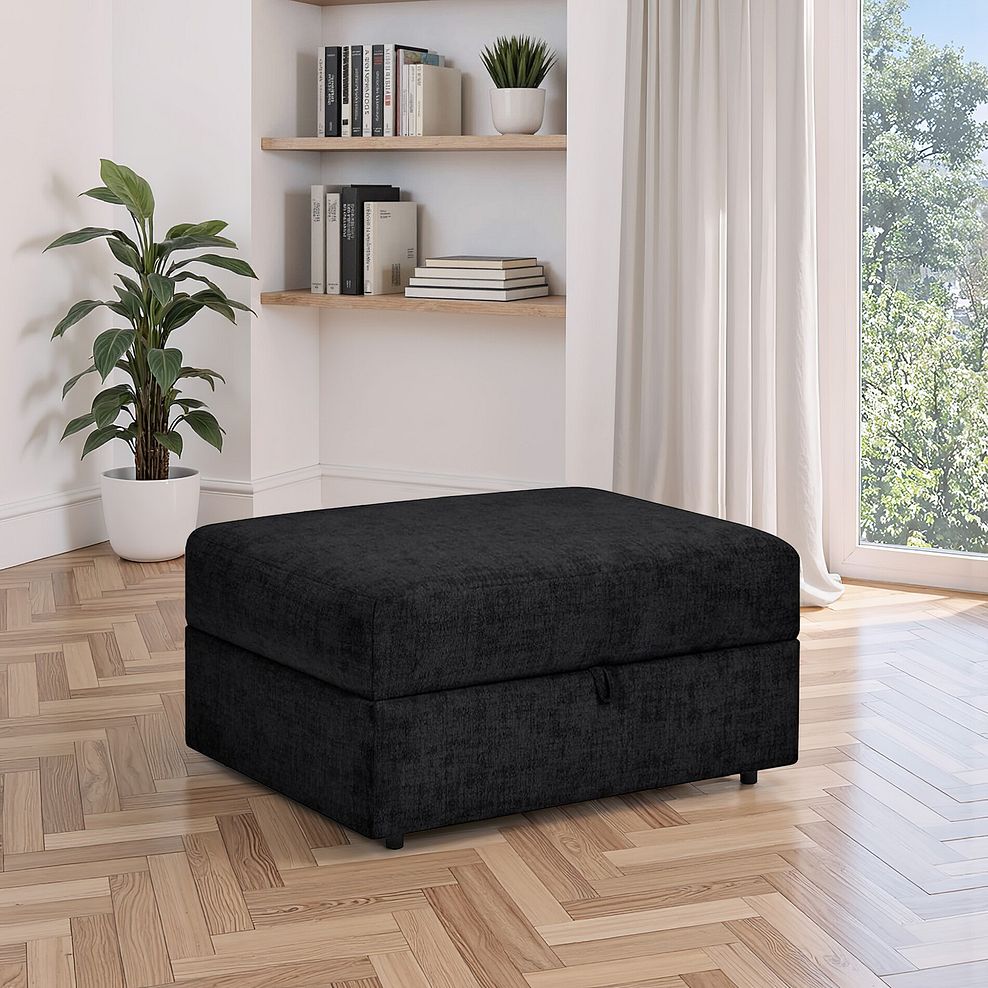 Malvern Storage Footstool in Charcoal fabric 1