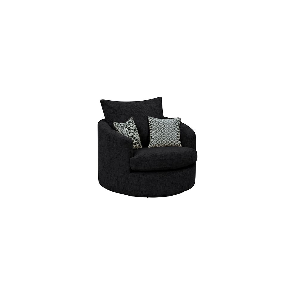 Malvern Swivel Cuddler Chair in Charcoal fabric 2