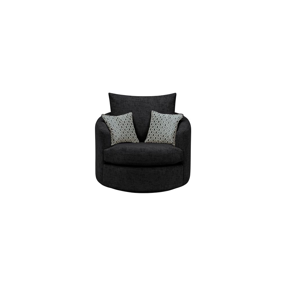 Malvern Swivel Cuddler Chair in Charcoal fabric 3