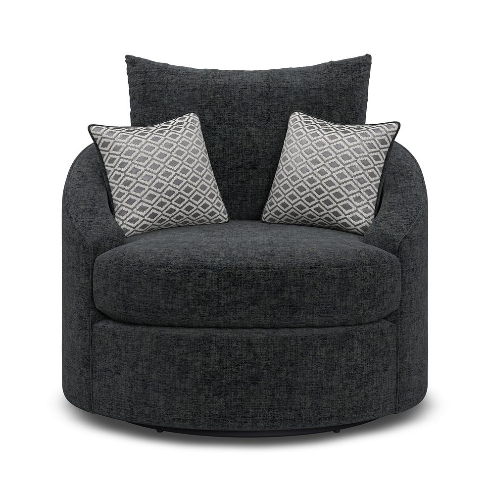 Malvern Swivel Cuddler Chair in Charcoal fabric 3