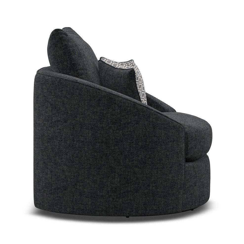 Malvern Swivel Cuddler Chair in Charcoal fabric 4